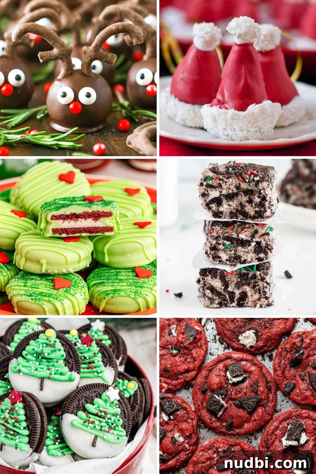 36 Festive Oreo Recipes for Christmas Treats and Desserts 2 Collage of images showing a variety of Oreo Christmas recipes.