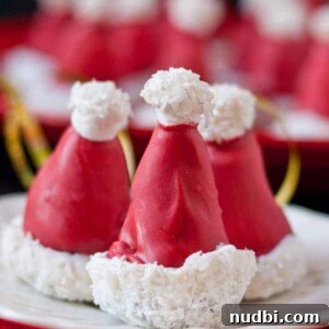 Santa hats made with Oreos and whipped cream.