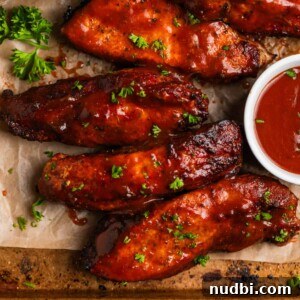 Crispy Air Fryer Country-Style Ribs with Tangy BBQ Glaze 15 Overhead view of air fryer country ribs with BBQ sauce.