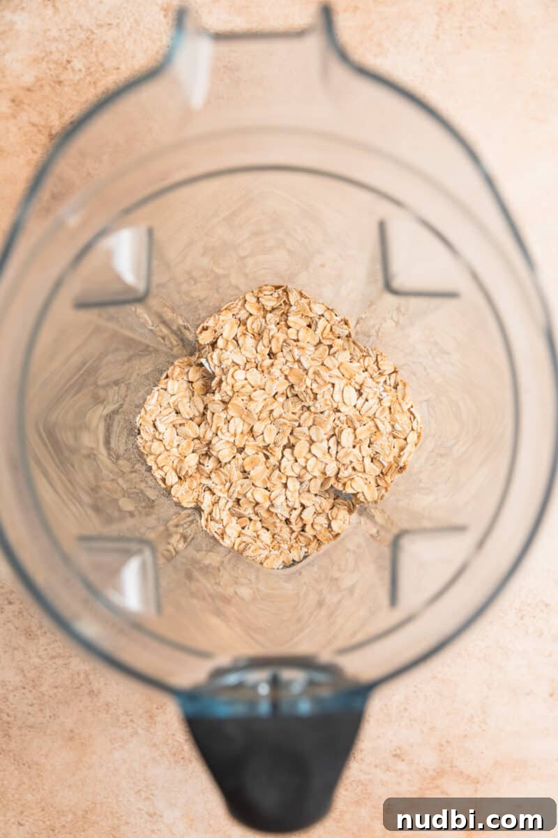 Fluffy Banana Oat Blender Pancakes in Minutes 4 Rolled oats in vitamix blender.