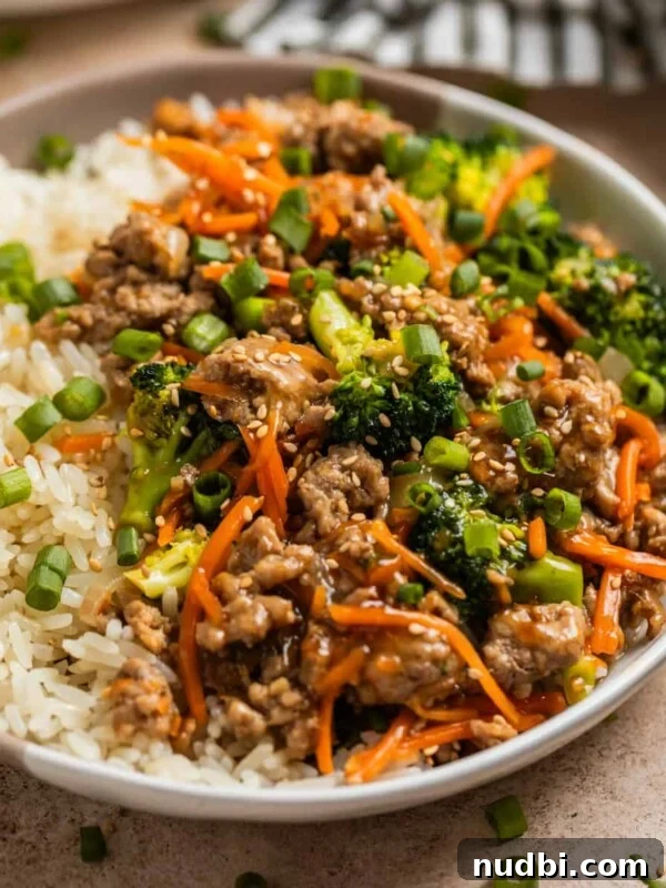 Creamy Chicken Orzo Skillet with Garlic and Parmesan 12 Turkey stir fry served with rice and topped with sesame seeds and green onion.