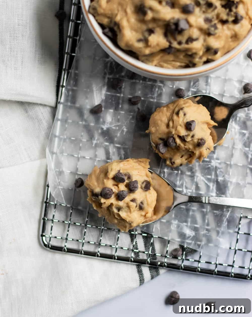 Vegan Chickpea Cookie Dough Recipe for Edible Dough Lovers 5 Vegan Chickpea Cookie Dough in spoon.