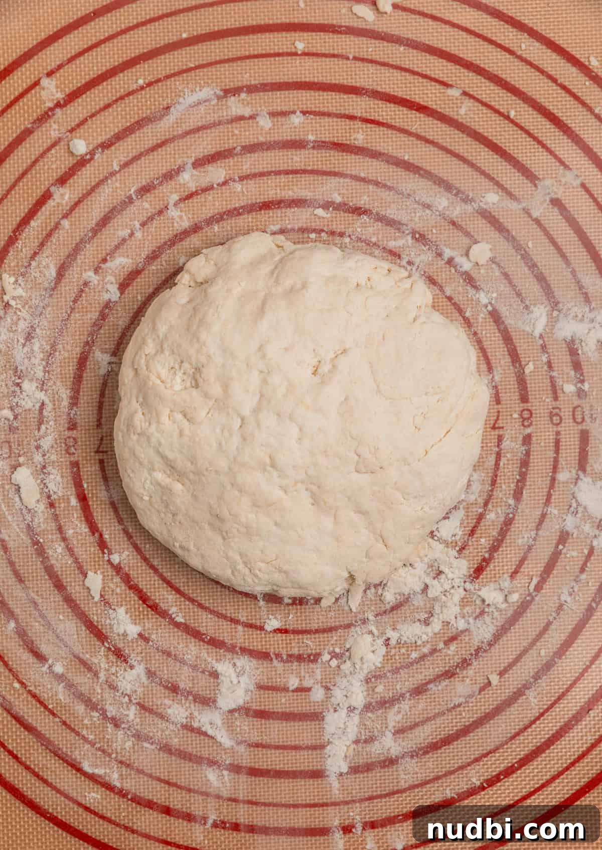 Quick No-Yeast Dinner Rolls Recipe for Soft, Fast Bread 6 Dinner roll dough on pastry mat with flour.