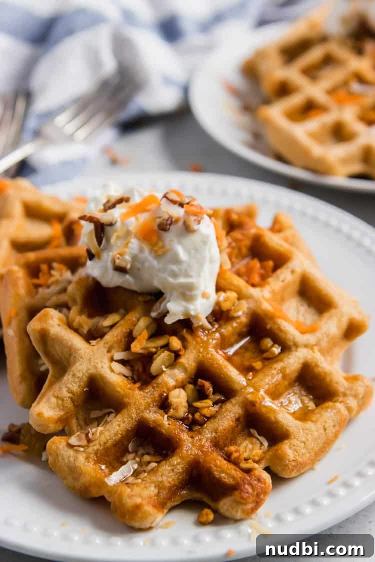 Whole Wheat Carrot Cake Waffles with Cream Cheese Glaze 2 img 4767 1