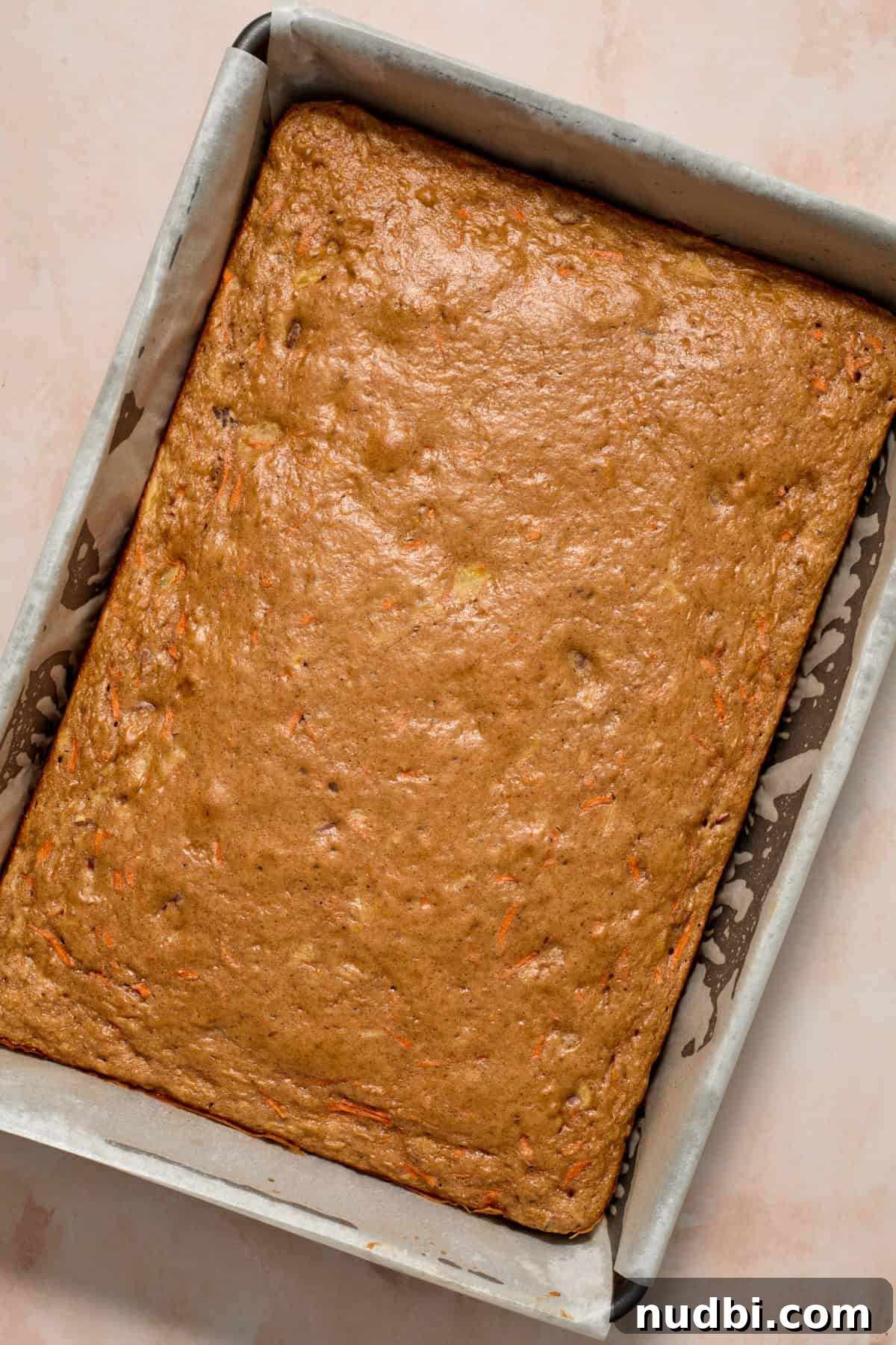 Moist Carrot Cake Recipe Using Cake Mix 9 Carrot cake baked in pan.