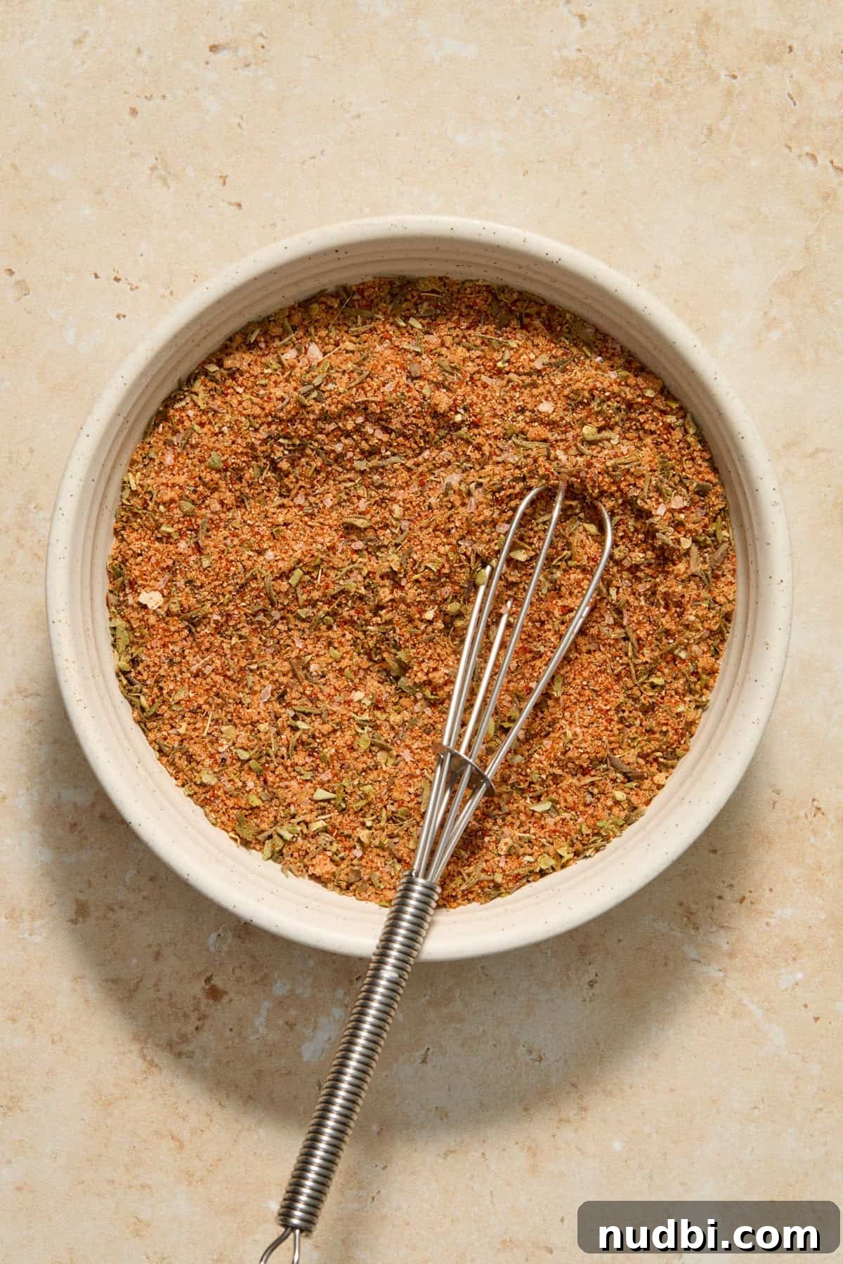 Juicy Pork Tenderloin with Creamy Mustard Sauce receta 4 Spice rub ingredients in bowl mixed together.