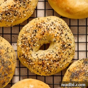 High-Protein Greek Yogurt Bagel Recipe 13 Everything bagel on cooling rack.