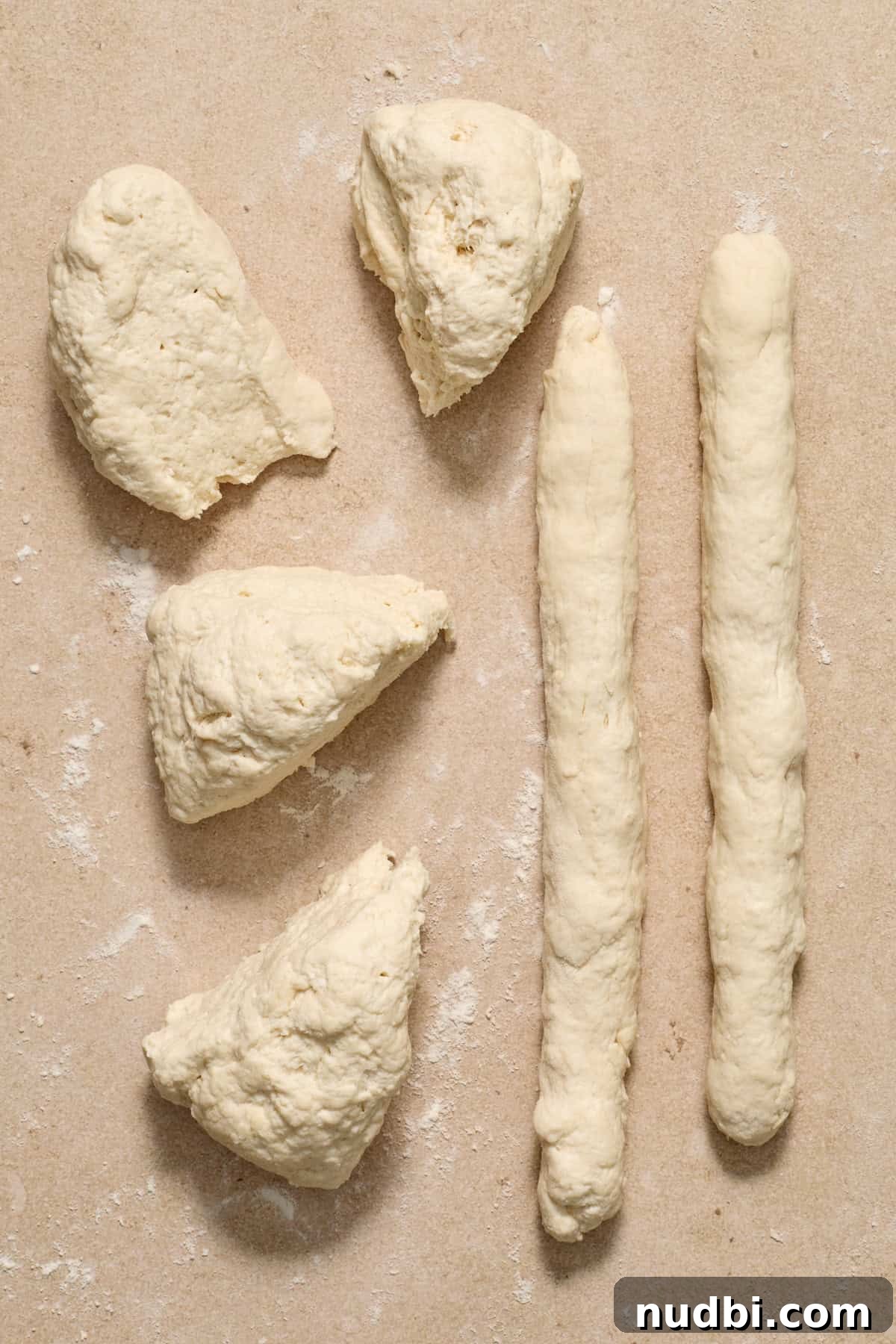 High-Protein Greek Yogurt Bagel Recipe 8 Rolled out dough on floured surface.