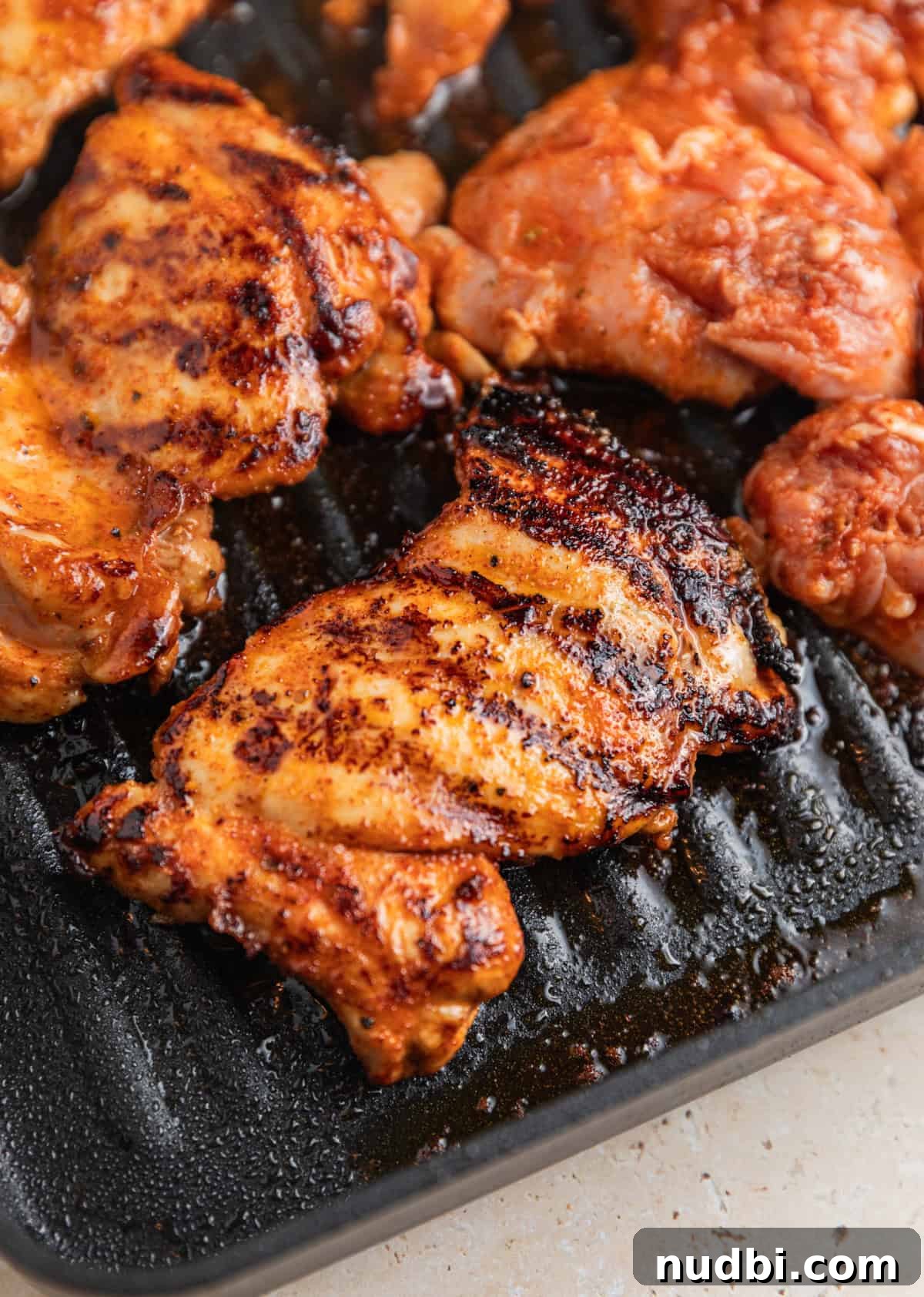 Zesty Chili Lime Chicken Recipe for Tender Grilled Chicken 6 Chicken on grill pan after flipped.