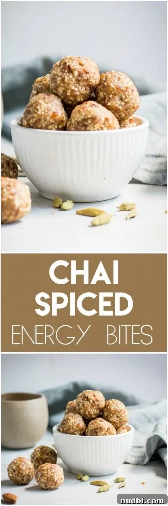 Chai-Spiced Energy Bites Recipe for a Quick Energy Boost 6 These Chai Spiced Energy Bites are the perfect snack this fall! This recipe is simple and with all the cozy spices of a chai tea latte--no baking required! #chai #chaitea #chailatte #tea #nobake #energybites #snack #simplerecipe