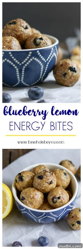 Blueberry Lemon Energy Bites: No-Bake Snack for Natural Energy 4 If you love blueberry and lemon together, you will love these energy bites! Sweetened with medjool dates and full of energizing cashews. Turn your energy bite game up a bit! Bewholebeyou.com