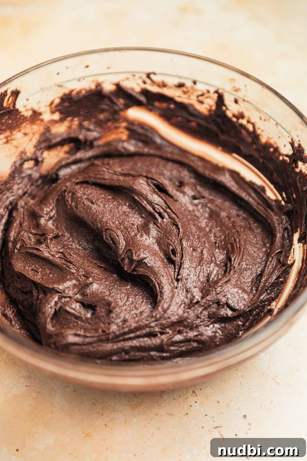 Chewy Brownie Mix Cookies Recipe for Rich Chocolate Treats 6 Chocolate cookies dough in glass mixing bowl.