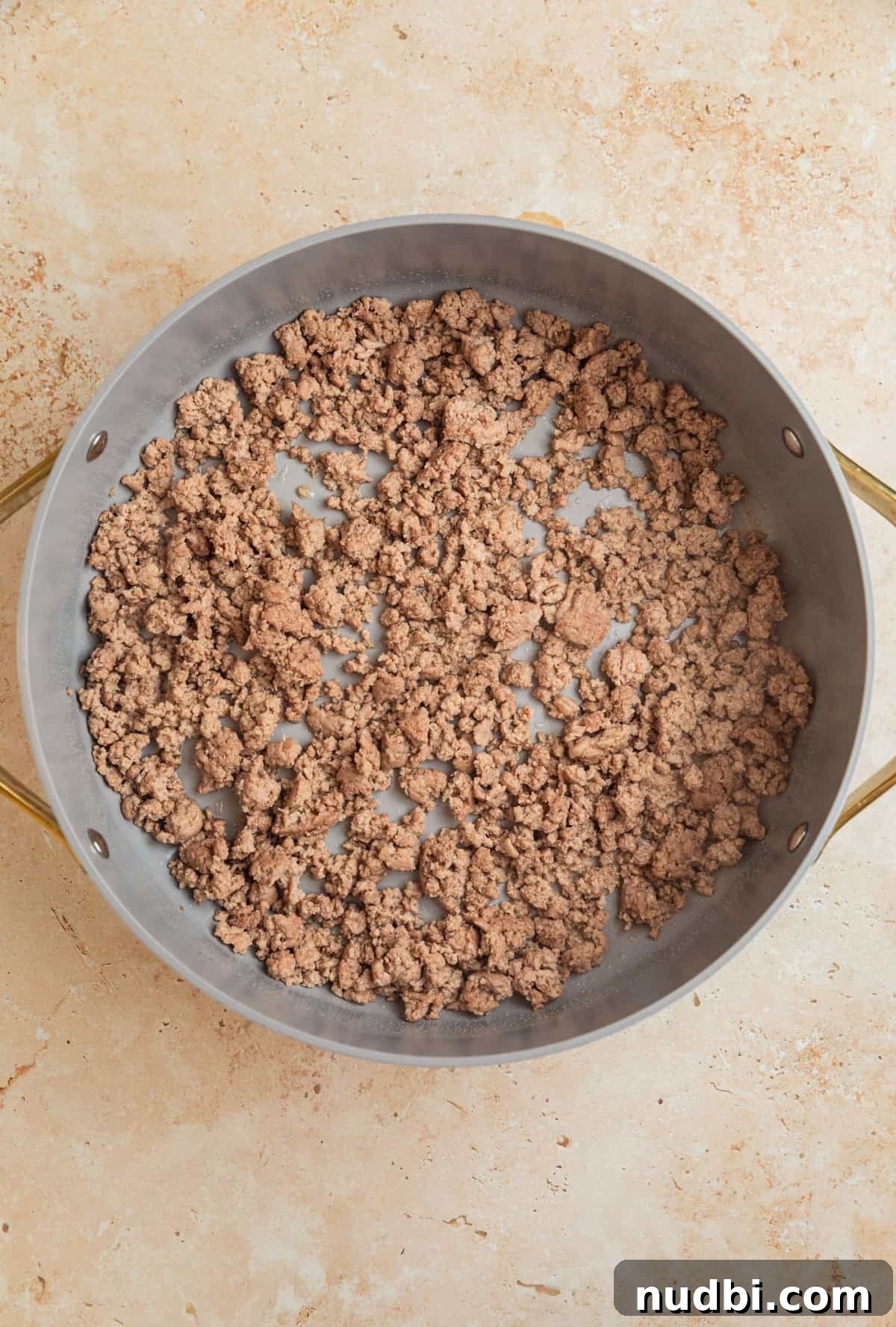 Savory Ground Turkey Pot Pie Recipe for Comforting Dinners 5 Ground turkey browned in pan.