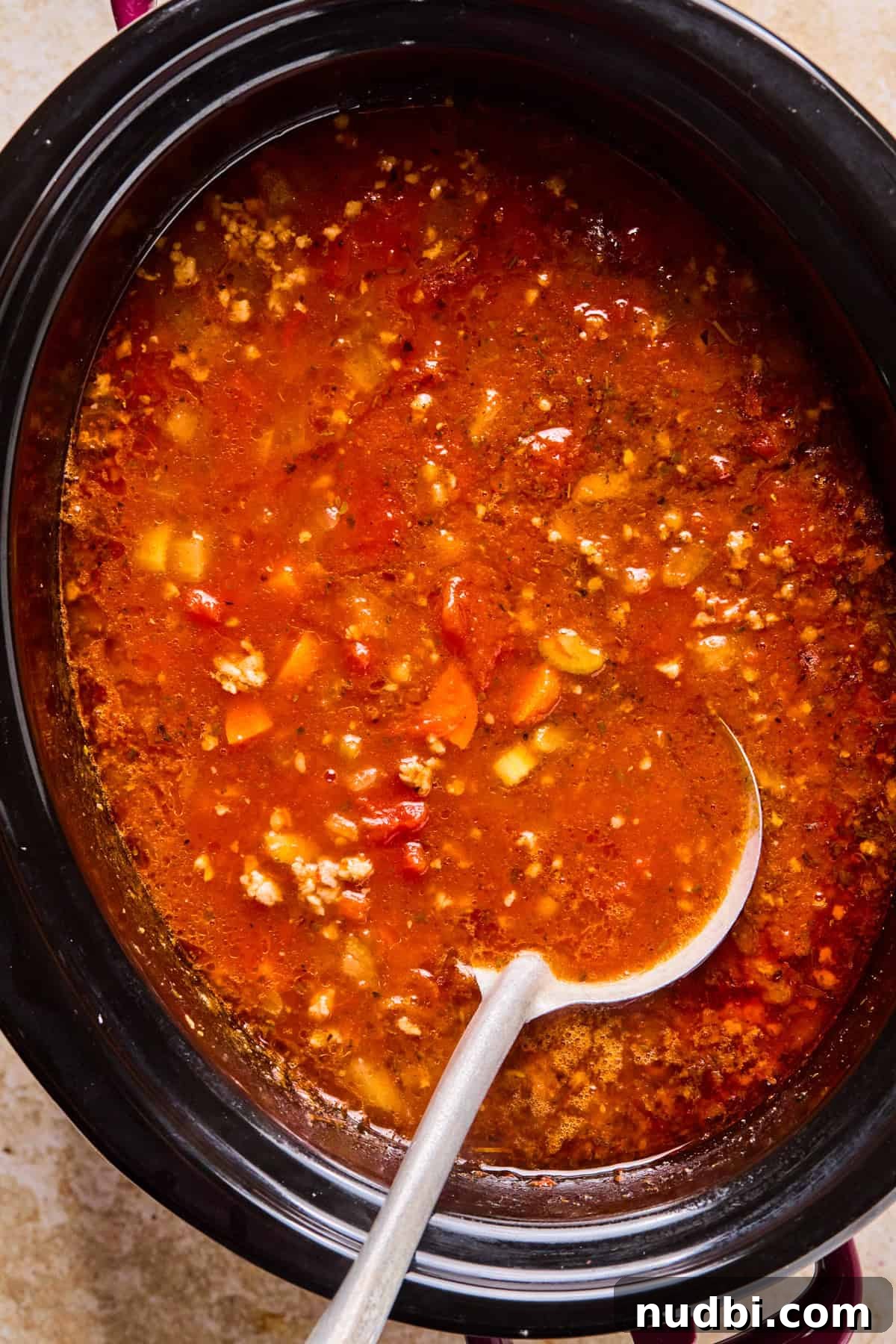 Slow-Cooker Sausage and Tortellini Soup Recipe 10 Cooked crockpot Italian sausage soup before adding pasta.
