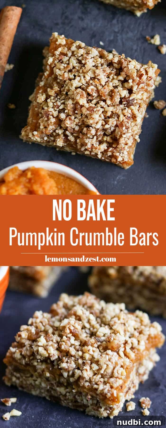 No-Bake Pumpkin Crumble Bars Recipe for Fall Dessert 6 No Bake Pumpkin Crumble Bars Pin.