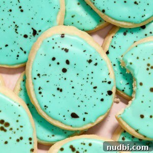 Speckled Easter Egg Shortbread Cookies Recipe 16 Robin egg speckled iced shortbread cookies.