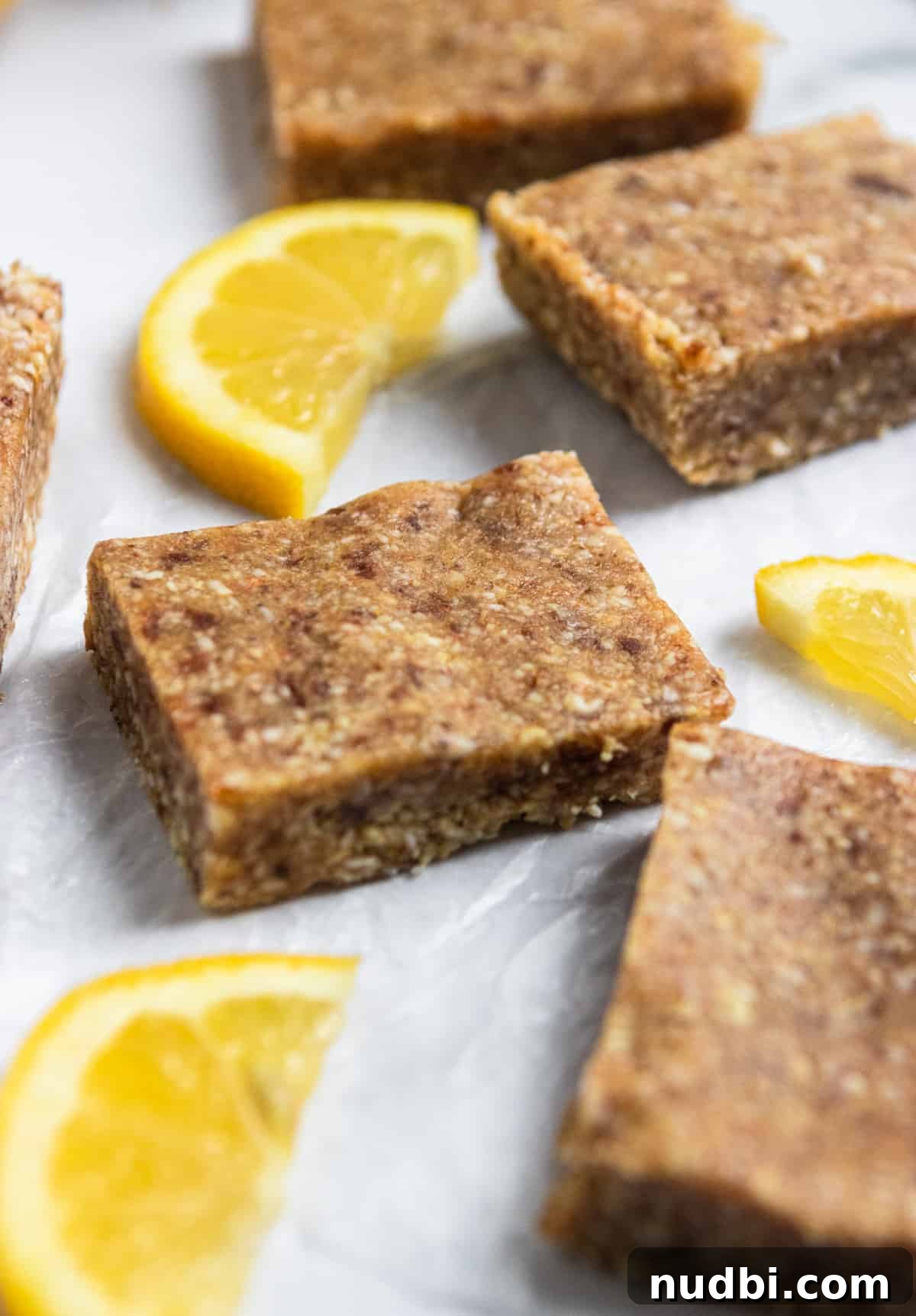 No-Bake Lemon Coconut Bars Recipe — Tangy No-Oven Dessert 7 Energy Bar with fresh lemons.