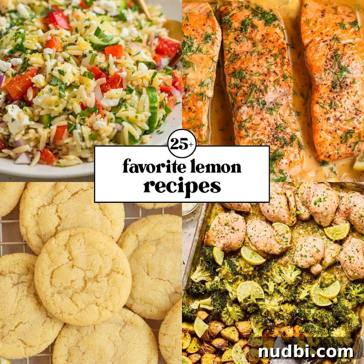 Collage with 4 lemon themed recipes.