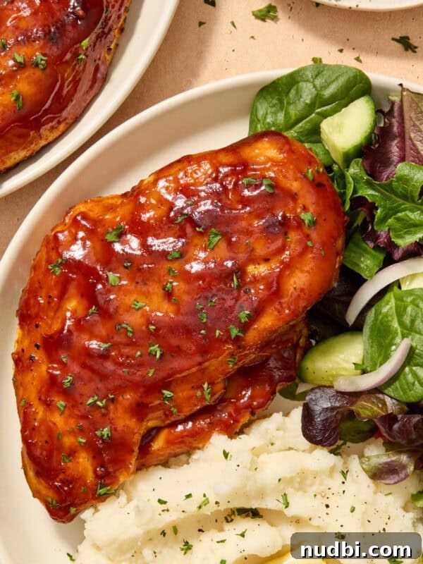 Sticky Honey Mustard Chicken Drumsticks Recipe 14 Air fryer barbecue chicken breast on plate with sides.