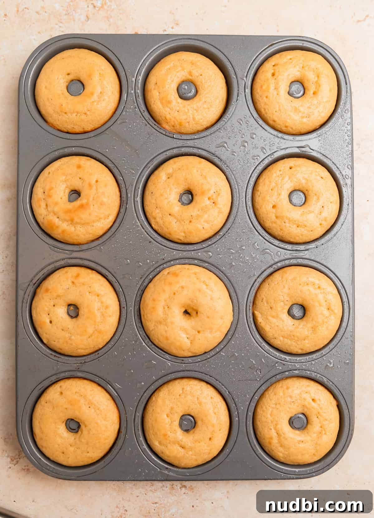 Light and Fluffy Greek Yogurt Donuts Recipe 9 Baked Greek yogurt donuts in donut pan.
