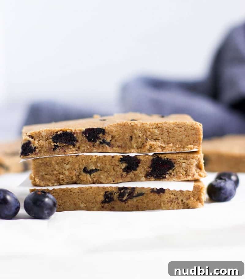 No Bake Blueberry Muffin Protein Bars.
