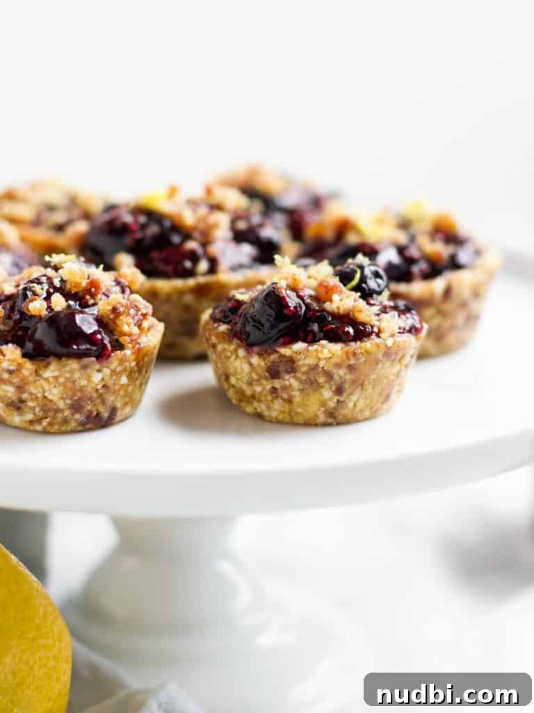 No-Bake Blueberry Lemon Mini Tarts Recipe 2 No Bake Blueberry Lemon Mini Tarts. Fresh lemon zest tops these chia blueberry jam bites of refreshing goodness. Simple and no bake will have everyone happy!