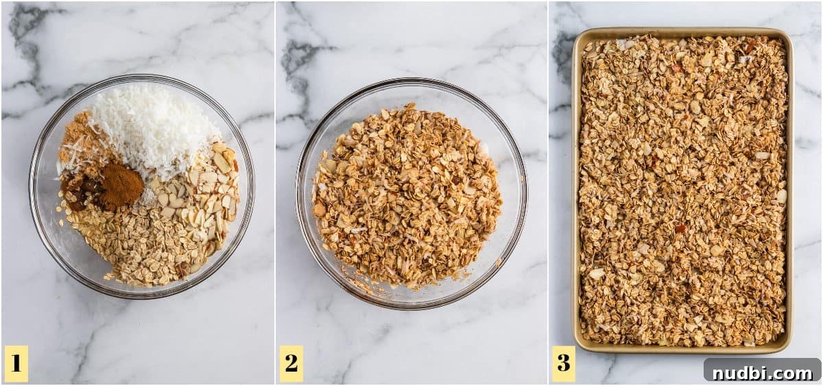 Crunchy Homemade Granola Recipe with Oats and Nuts 4 How to make granola process shots.