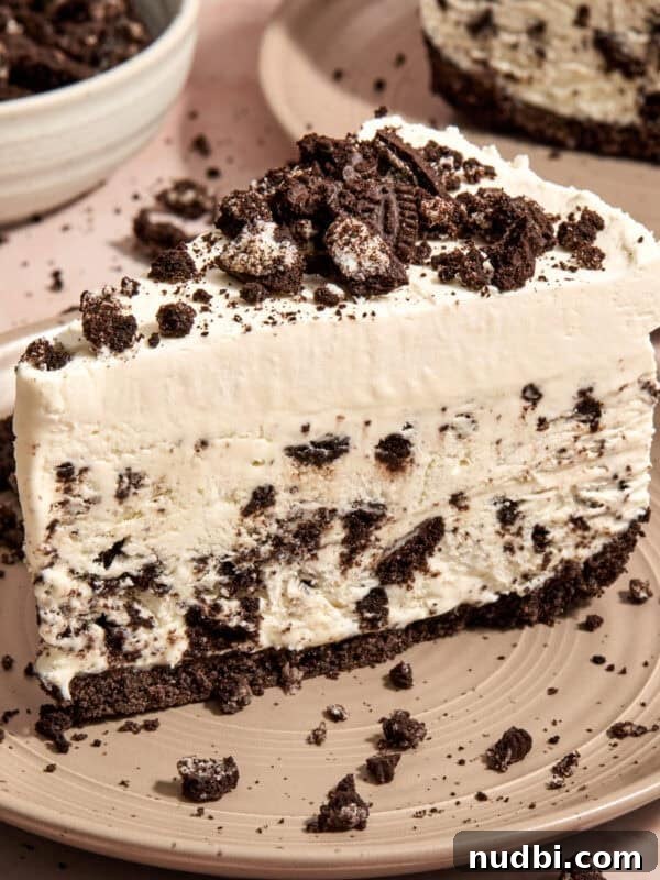 Lemonade Ice Cream Sandwiches Recipe — Refreshing Summer Treat 10 Slice of Oreo ice cream pie on plate.