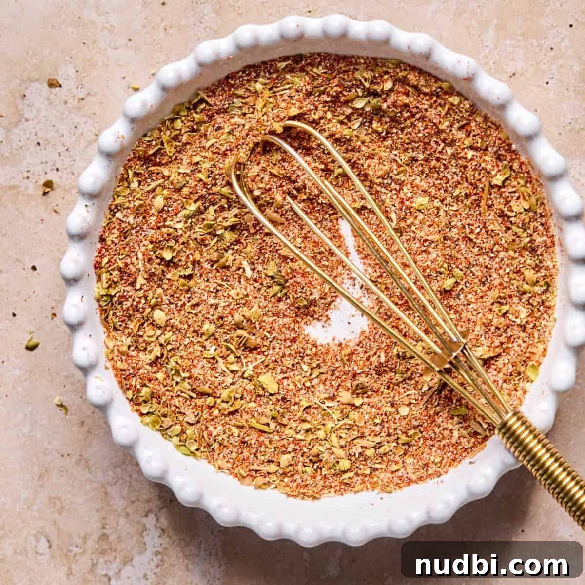 Turkey Burger Bowls with Creamy Special Sauce 5 Burger seasoning in bowl with whisk.