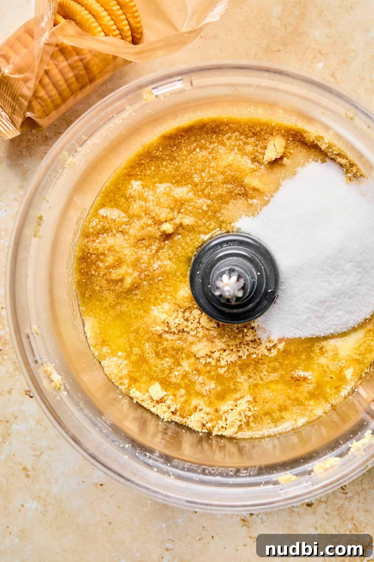 Margarita Bar Ideas for Parties and Entertaining 5 Crushed ritz crackers in food processor with sugar and butter.