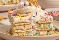 No-Bake Funfetti Icebox Cake Recipe with Whipped Frosting
