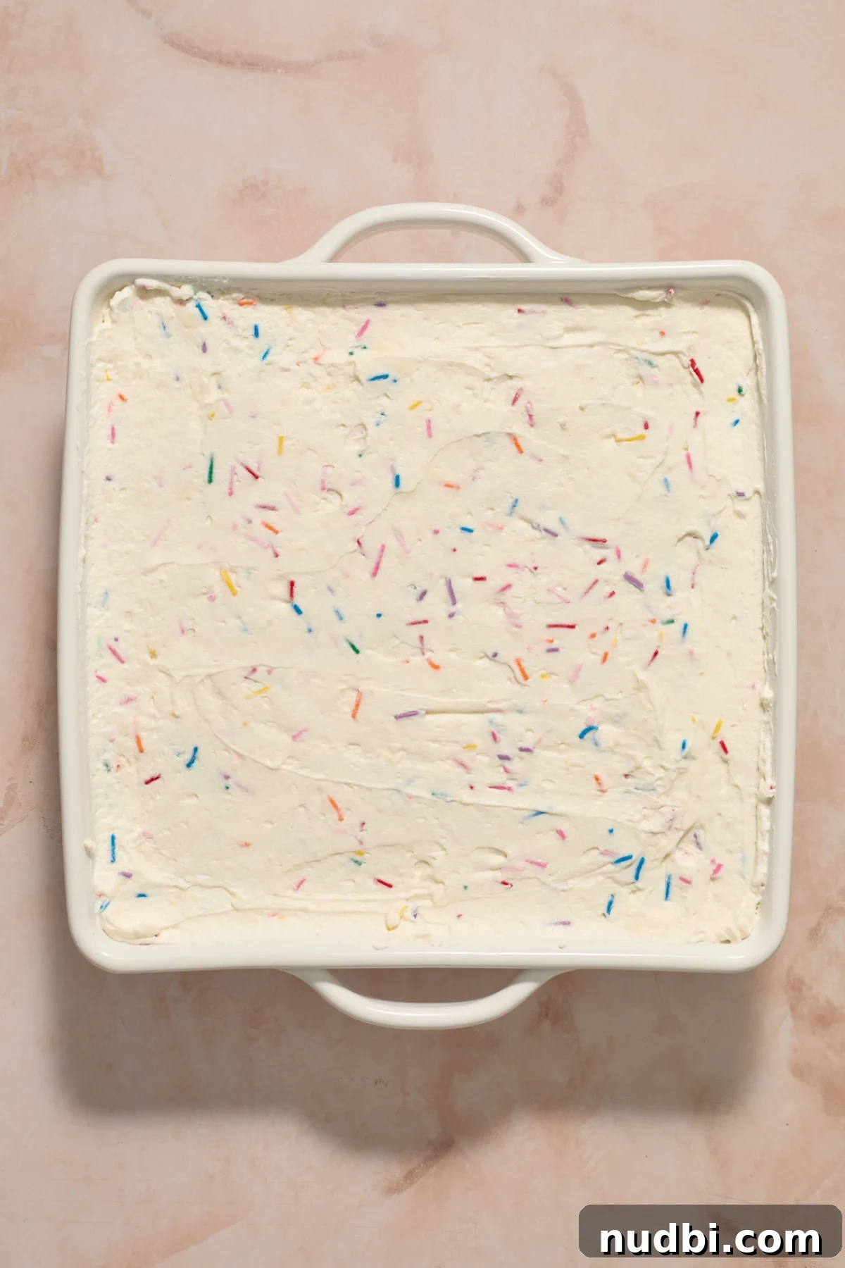No-Bake Funfetti Icebox Cake Recipe with Whipped Frosting 13 Funfetti Icebox cake prepped and ready to chill.